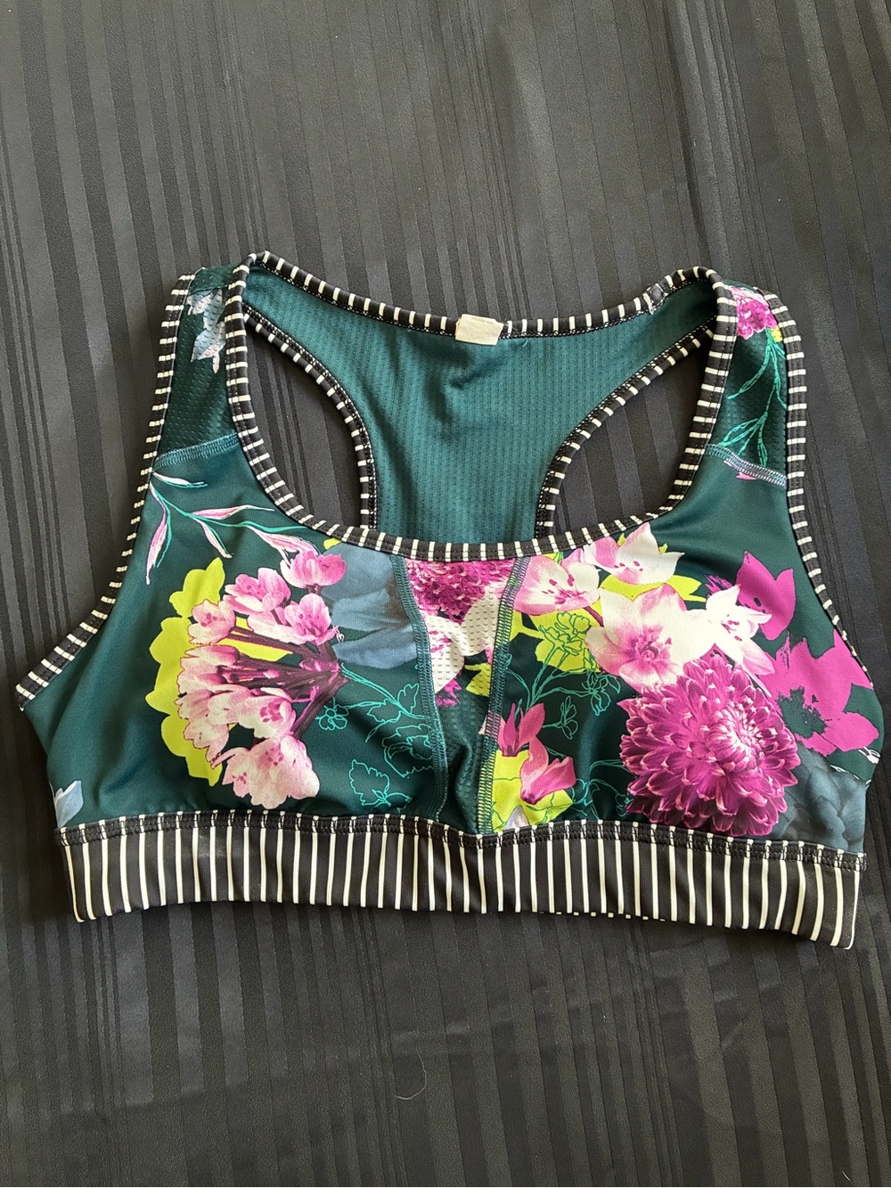 Sports Bra- Green Floral Racerback Sports Bra by Fila